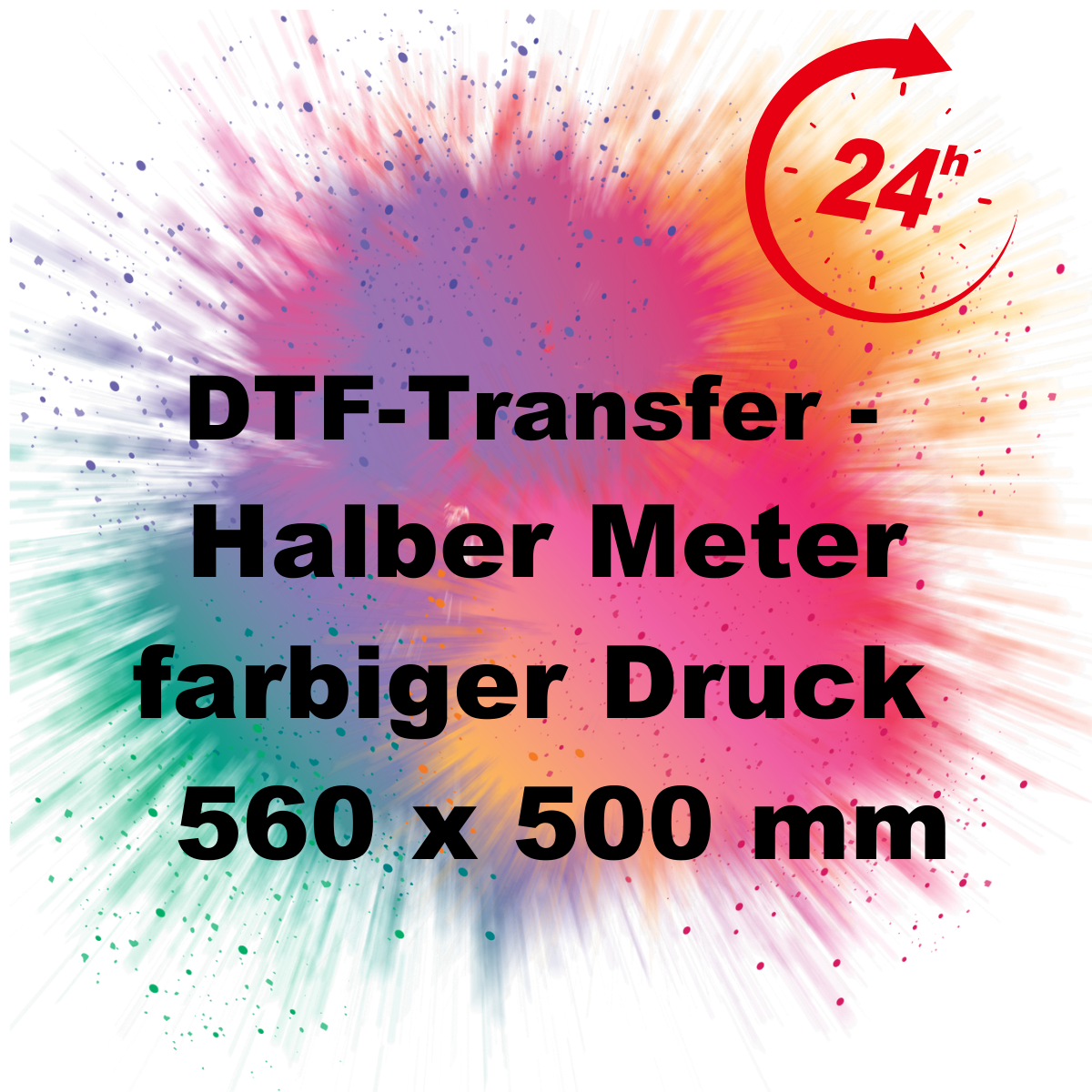 DTF-Transfer 1/2 Meter – Farbiger Druck 580 × 500 mm – für Textildruck, Shirts, Hoodies & Stoffe – hochwertige Transferfolie für individuelle Designs & Logos