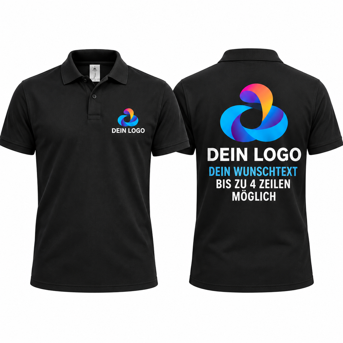 Poloshirt mit Logo & Wunschtext – Firmenpolo bedruckt auf Brust und Rücken