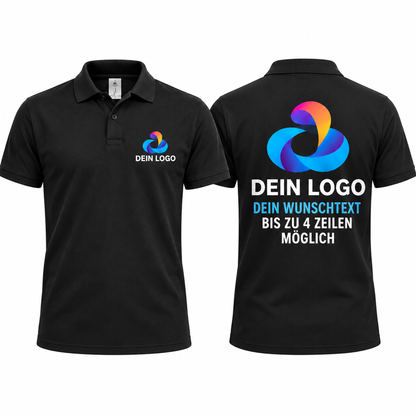 Poloshirt mit Logo & Wunschtext – Firmenpolo bedruckt auf Brust und Rücken