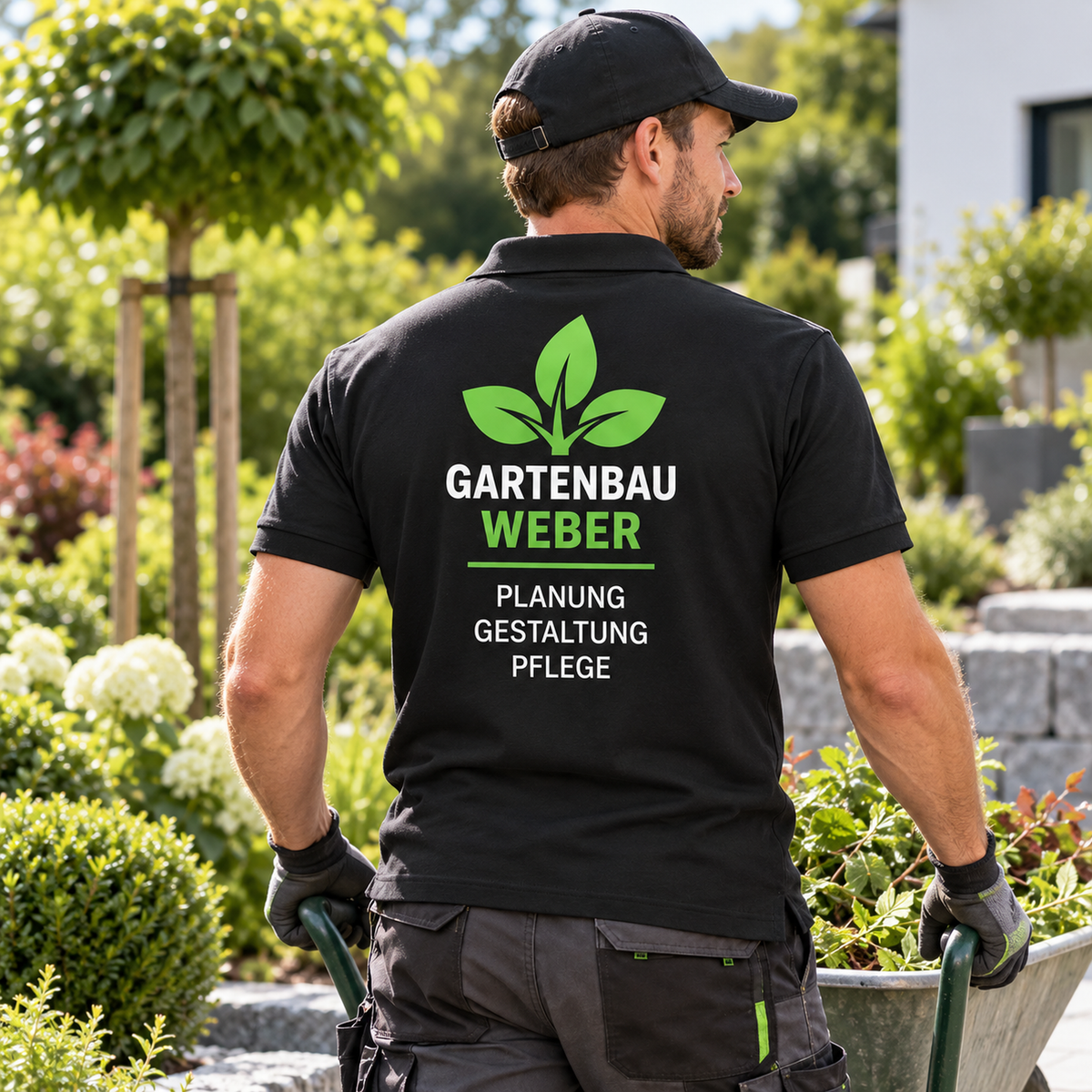 Poloshirt mit Logo & Wunschtext – Firmenpolo bedruckt auf Brust und Rücken