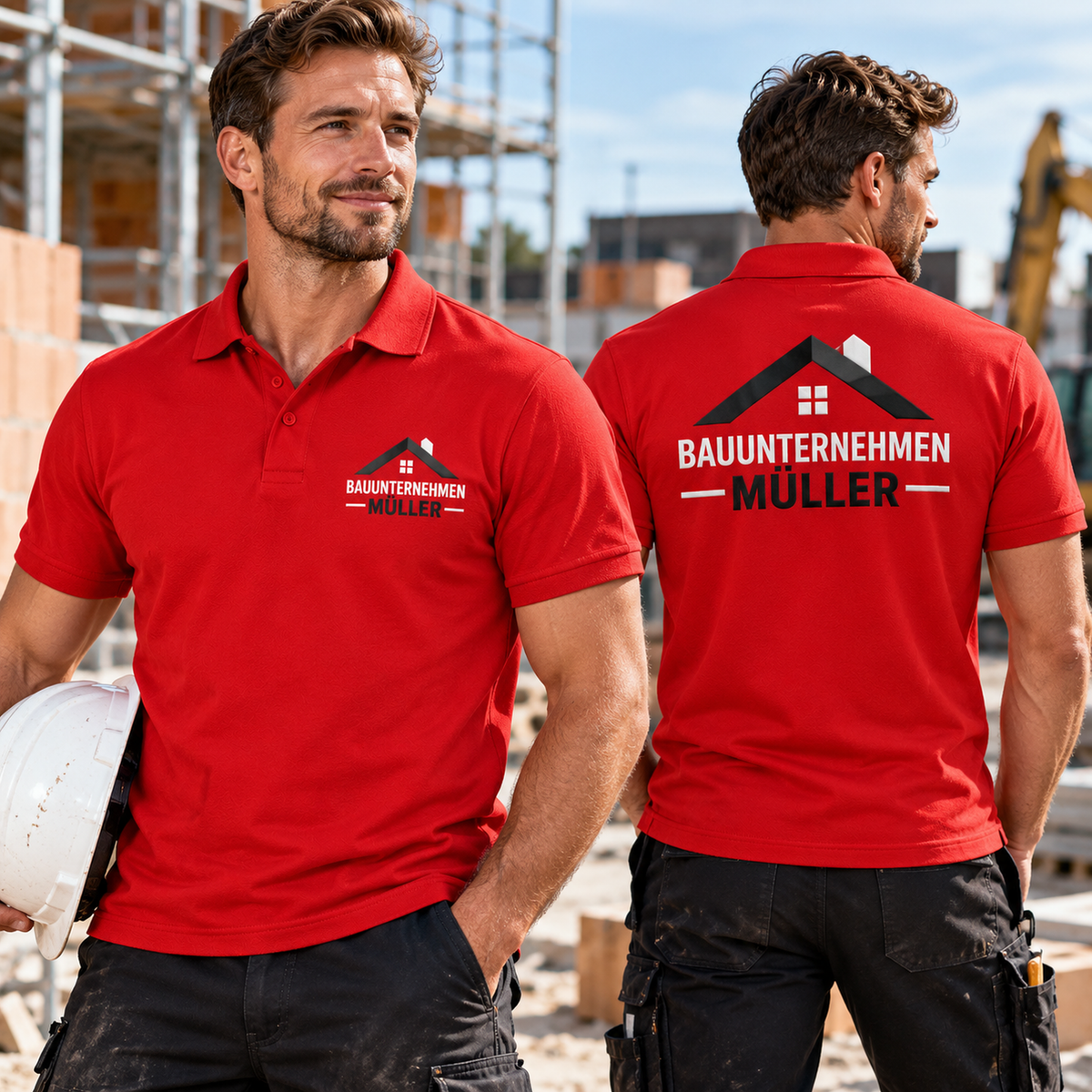Poloshirt mit Logo & Wunschtext – Firmenpolo bedruckt auf Brust und Rücken