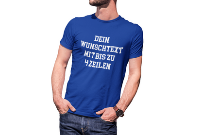 T-Shirt selbst gestalten mit Wunschtext – bis 4 Zeilen Frontprint – personalisiertes Shirt mit Name – Vorderdruck individuell bedrucken – Mannschaftsshirt, Vereinskleidung, Geschenkidee