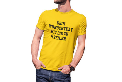 T-Shirt selbst gestalten mit Wunschtext – bis 4 Zeilen Frontprint – personalisiertes Shirt mit Name – Vorderdruck individuell bedrucken – Mannschaftsshirt, Vereinskleidung, Geschenkidee