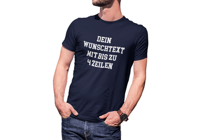 T-Shirt selbst gestalten mit Wunschtext – bis 4 Zeilen Frontprint – personalisiertes Shirt mit Name – Vorderdruck individuell bedrucken – Mannschaftsshirt, Vereinskleidung, Geschenkidee