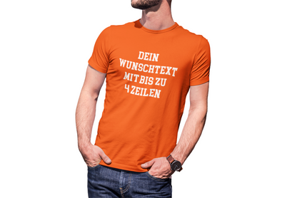 T-Shirt selbst gestalten mit Wunschtext – bis 4 Zeilen Frontprint – personalisiertes Shirt mit Name – Vorderdruck individuell bedrucken – Mannschaftsshirt, Vereinskleidung, Geschenkidee