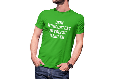 T-Shirt selbst gestalten mit Wunschtext – bis 4 Zeilen Frontprint – personalisiertes Shirt mit Name – Vorderdruck individuell bedrucken – Mannschaftsshirt, Vereinskleidung, Geschenkidee