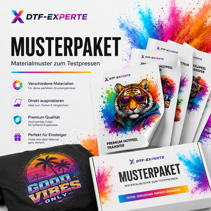 Musterpaket als Materialmuster und zum Testpressen