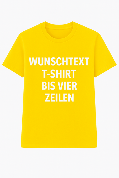 T-Shirt selbst gestalten mit Wunschtext – bis 4 Zeilen Frontprint – personalisiertes Shirt mit Name – Vorderdruck individuell bedrucken – Mannschaftsshirt, Vereinskleidung, Geschenkidee