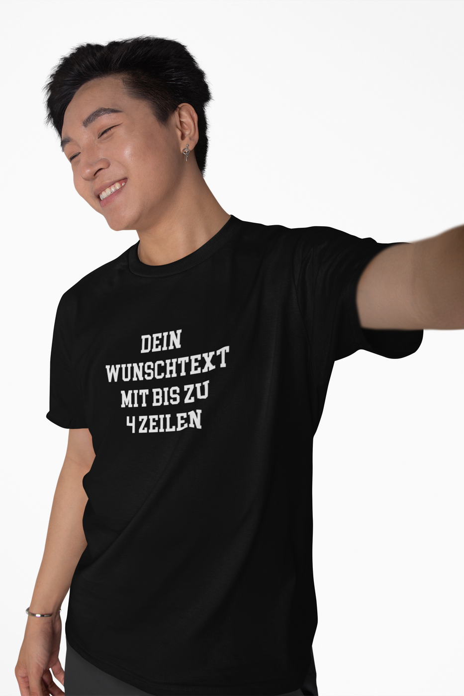 T-Shirt selbst gestalten mit Wunschtext – bis 4 Zeilen Frontprint – personalisiertes Shirt mit Name – Vorderdruck individuell bedrucken – Mannschaftsshirt, Vereinskleidung, Geschenkidee
