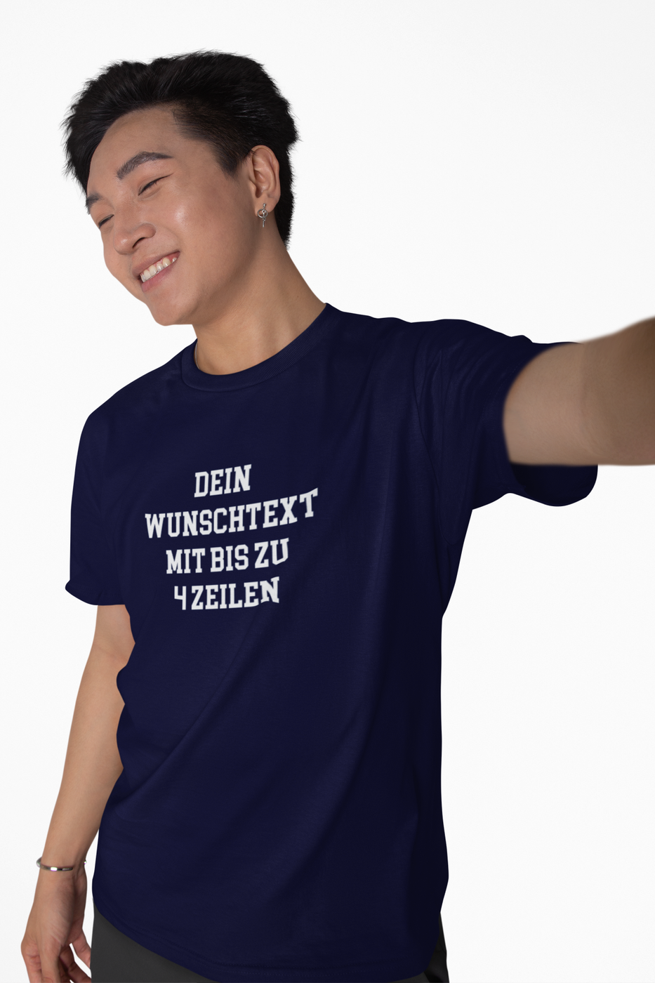 T-Shirt selbst gestalten mit Wunschtext – bis 4 Zeilen Frontprint – personalisiertes Shirt mit Name – Vorderdruck individuell bedrucken – Mannschaftsshirt, Vereinskleidung, Geschenkidee