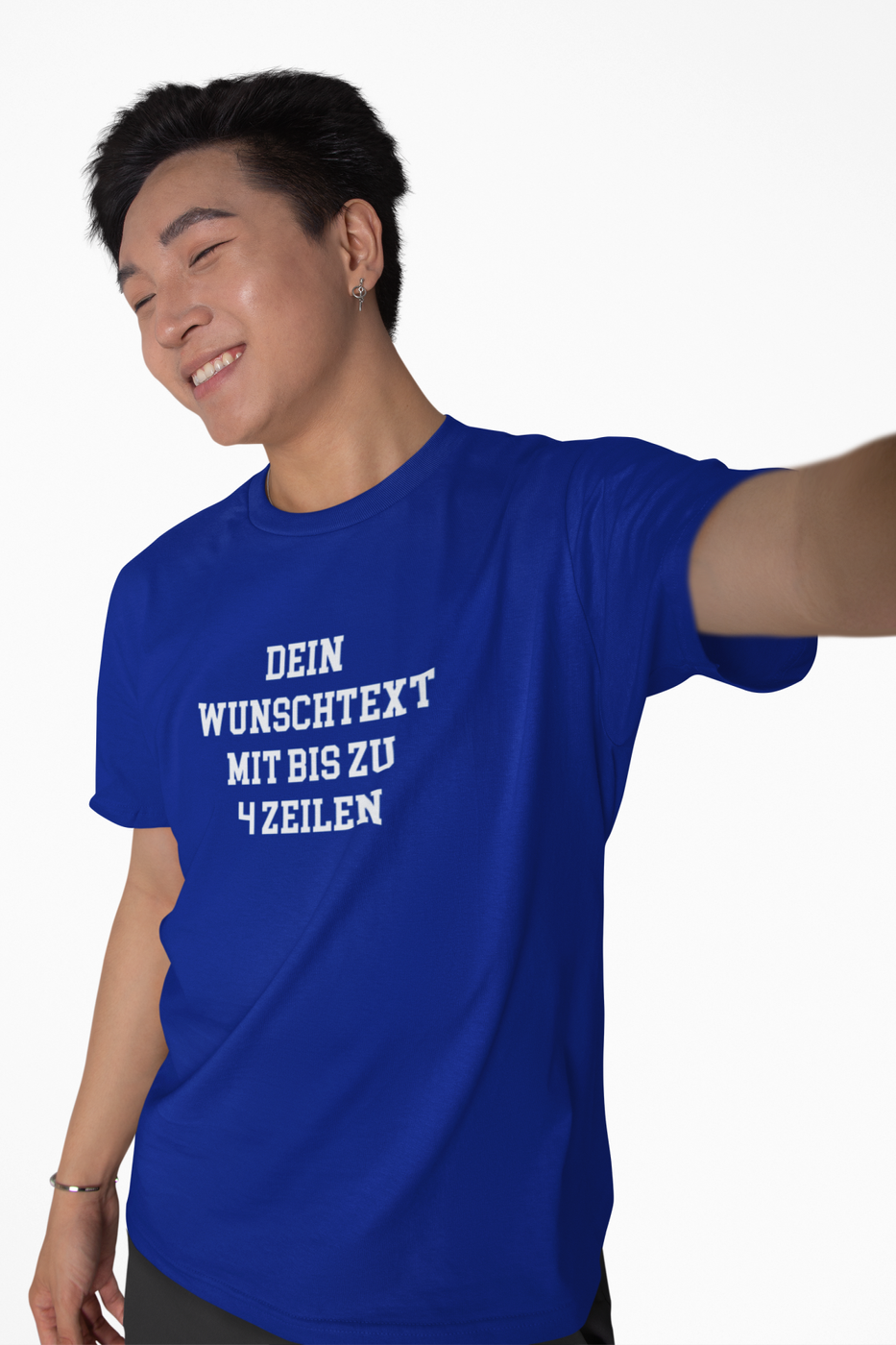 T-Shirt selbst gestalten mit Wunschtext – bis 4 Zeilen Frontprint – personalisiertes Shirt mit Name – Vorderdruck individuell bedrucken – Mannschaftsshirt, Vereinskleidung, Geschenkidee