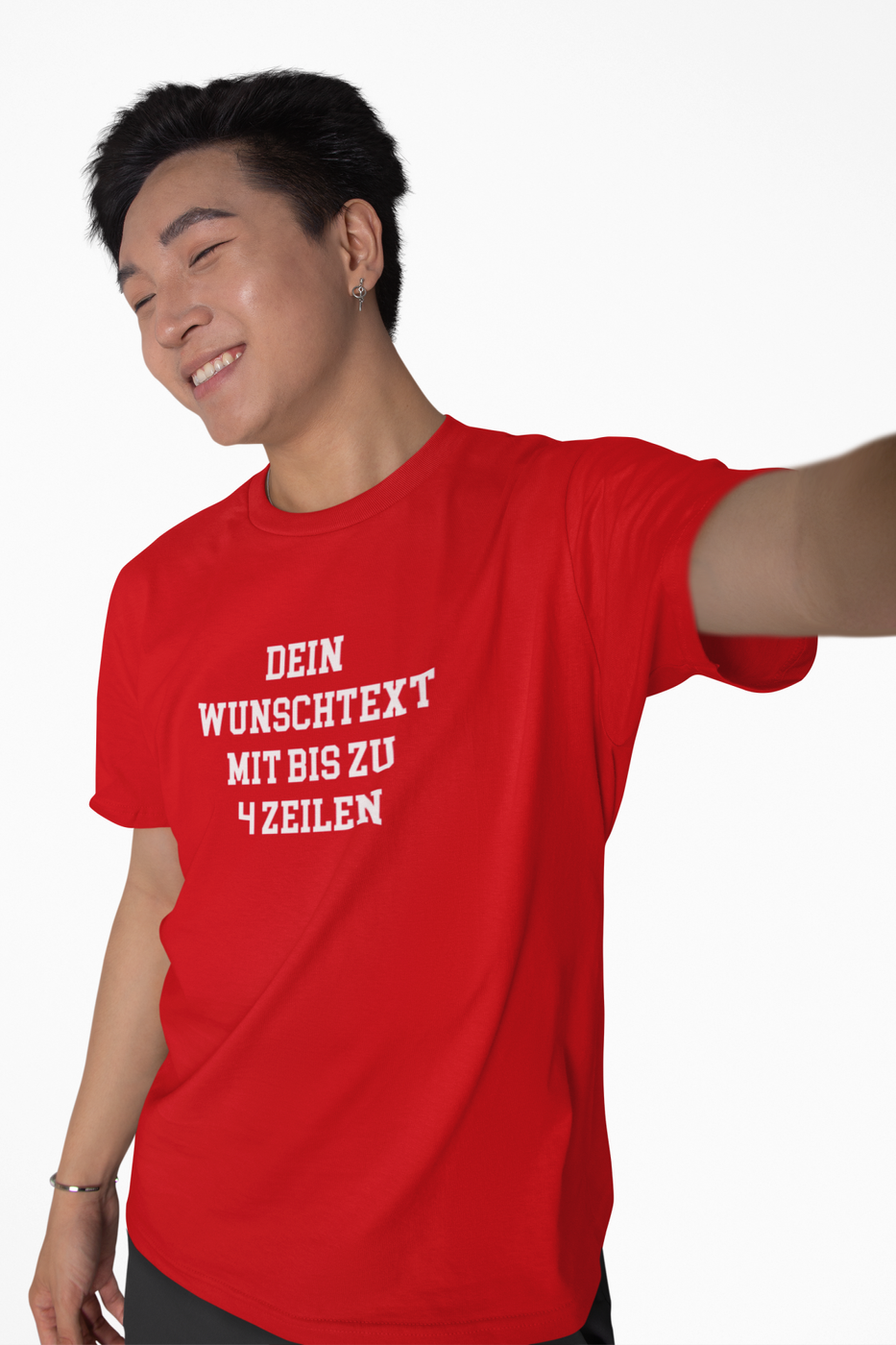 T-Shirt selbst gestalten mit Wunschtext – bis 4 Zeilen Frontprint – personalisiertes Shirt mit Name – Vorderdruck individuell bedrucken – Mannschaftsshirt, Vereinskleidung, Geschenkidee