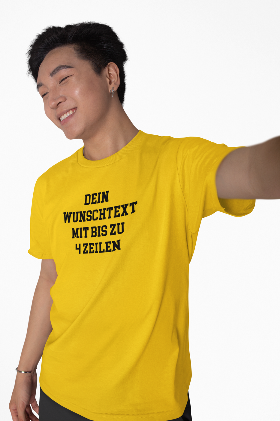 T-Shirt selbst gestalten mit Wunschtext – bis 4 Zeilen Frontprint – personalisiertes Shirt mit Name – Vorderdruck individuell bedrucken – Mannschaftsshirt, Vereinskleidung, Geschenkidee