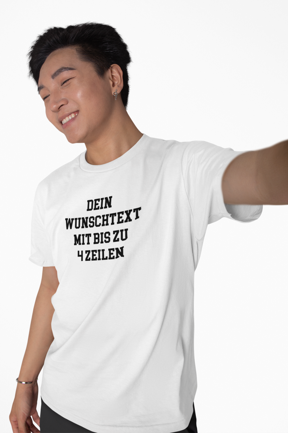 T-Shirt selbst gestalten mit Wunschtext – bis 4 Zeilen Frontprint – personalisiertes Shirt mit Name – Vorderdruck individuell bedrucken – Mannschaftsshirt, Vereinskleidung, Geschenkidee
