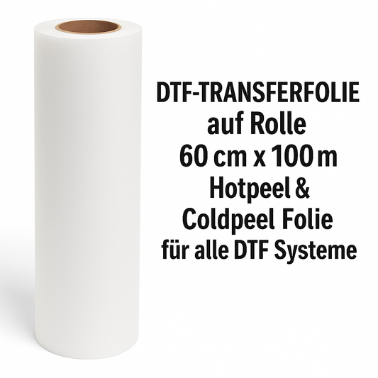 DTF-Transferfolie auf Rolle 60 cm x 100 m Hotpeel & Coldpeel Folie für alle DTF Systeme