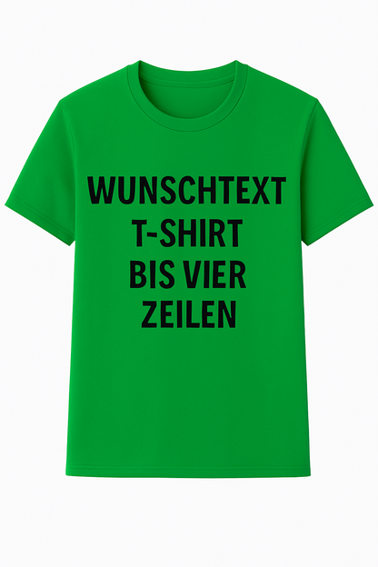 T-Shirt selbst gestalten mit Wunschtext – bis 4 Zeilen Frontprint – personalisiertes Shirt mit Name – Vorderdruck individuell bedrucken – Mannschaftsshirt, Vereinskleidung, Geschenkidee