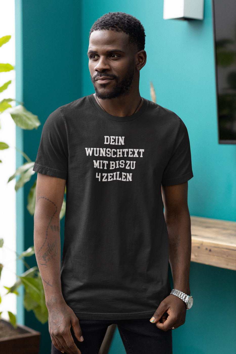 T-Shirt selbst gestalten mit Wunschtext – bis 4 Zeilen Frontprint – personalisiertes Shirt mit Name – Vorderdruck individuell bedrucken – Mannschaftsshirt, Vereinskleidung, Geschenkidee