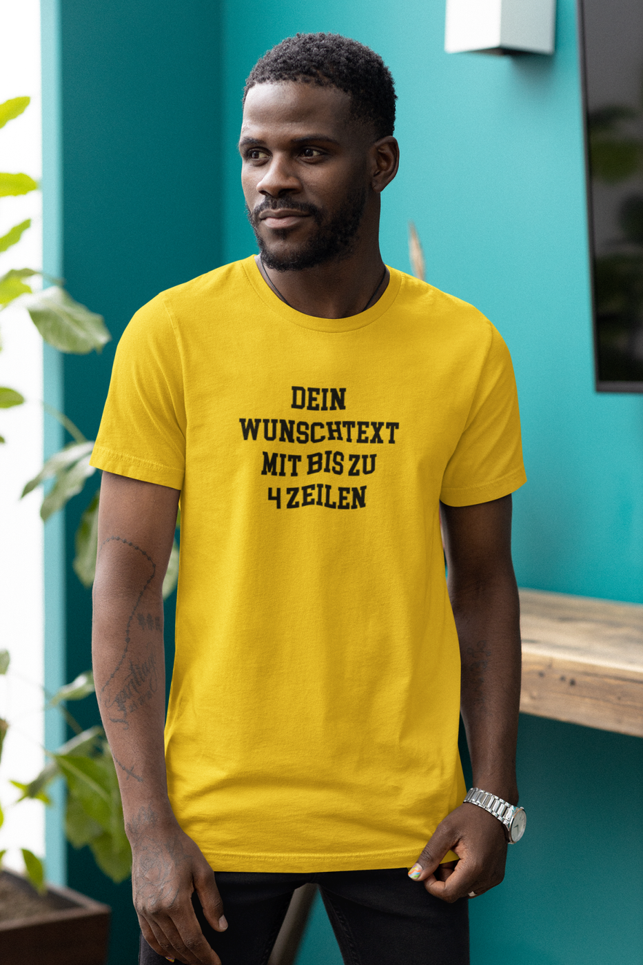 T-Shirt selbst gestalten mit Wunschtext – bis 4 Zeilen Frontprint – personalisiertes Shirt mit Name – Vorderdruck individuell bedrucken – Mannschaftsshirt, Vereinskleidung, Geschenkidee