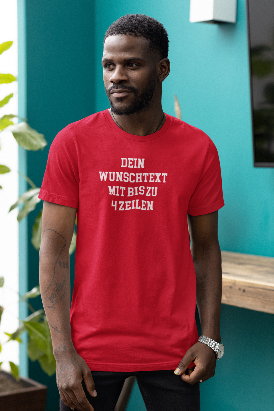T-Shirt selbst gestalten mit Wunschtext – bis 4 Zeilen Frontprint – personalisiertes Shirt mit Name – Vorderdruck individuell bedrucken – Mannschaftsshirt, Vereinskleidung, Geschenkidee
