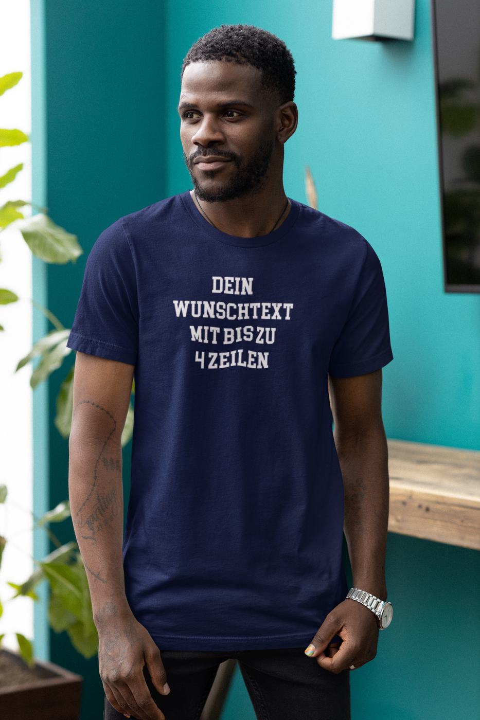 T-Shirt selbst gestalten mit Wunschtext – bis 4 Zeilen Frontprint – personalisiertes Shirt mit Name – Vorderdruck individuell bedrucken – Mannschaftsshirt, Vereinskleidung, Geschenkidee