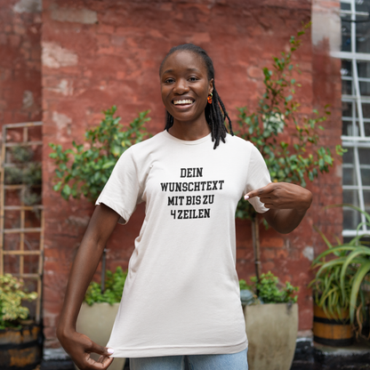 T-Shirt selbst gestalten mit Wunschtext – bis 4 Zeilen Frontprint – personalisiertes Shirt mit Name – Vorderdruck individuell bedrucken – Mannschaftsshirt, Vereinskleidung, Geschenkidee