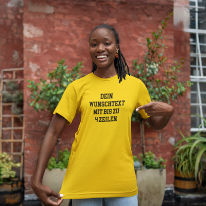 T-Shirt selbst gestalten mit Wunschtext – bis 4 Zeilen Frontprint – personalisiertes Shirt mit Name – Vorderdruck individuell bedrucken – Mannschaftsshirt, Vereinskleidung, Geschenkidee