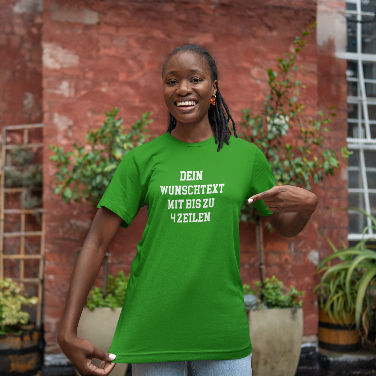T-Shirt selbst gestalten mit Wunschtext – bis 4 Zeilen Frontprint – personalisiertes Shirt mit Name – Vorderdruck individuell bedrucken – Mannschaftsshirt, Vereinskleidung, Geschenkidee