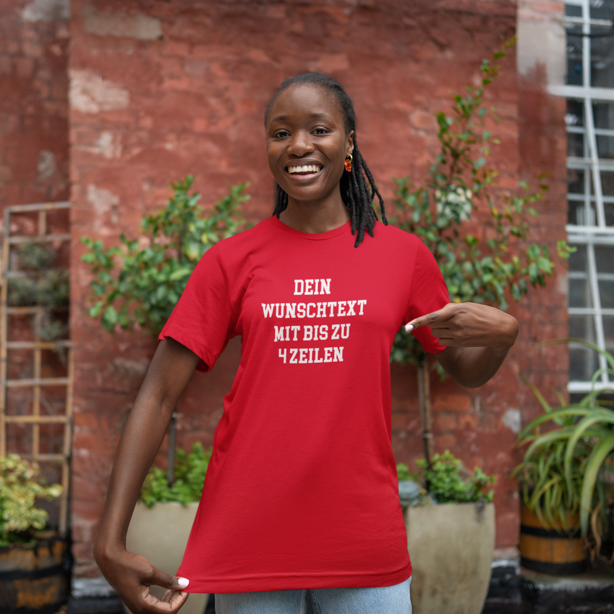 T-Shirt selbst gestalten mit Wunschtext – bis 4 Zeilen Frontprint – personalisiertes Shirt mit Name – Vorderdruck individuell bedrucken – Mannschaftsshirt, Vereinskleidung, Geschenkidee