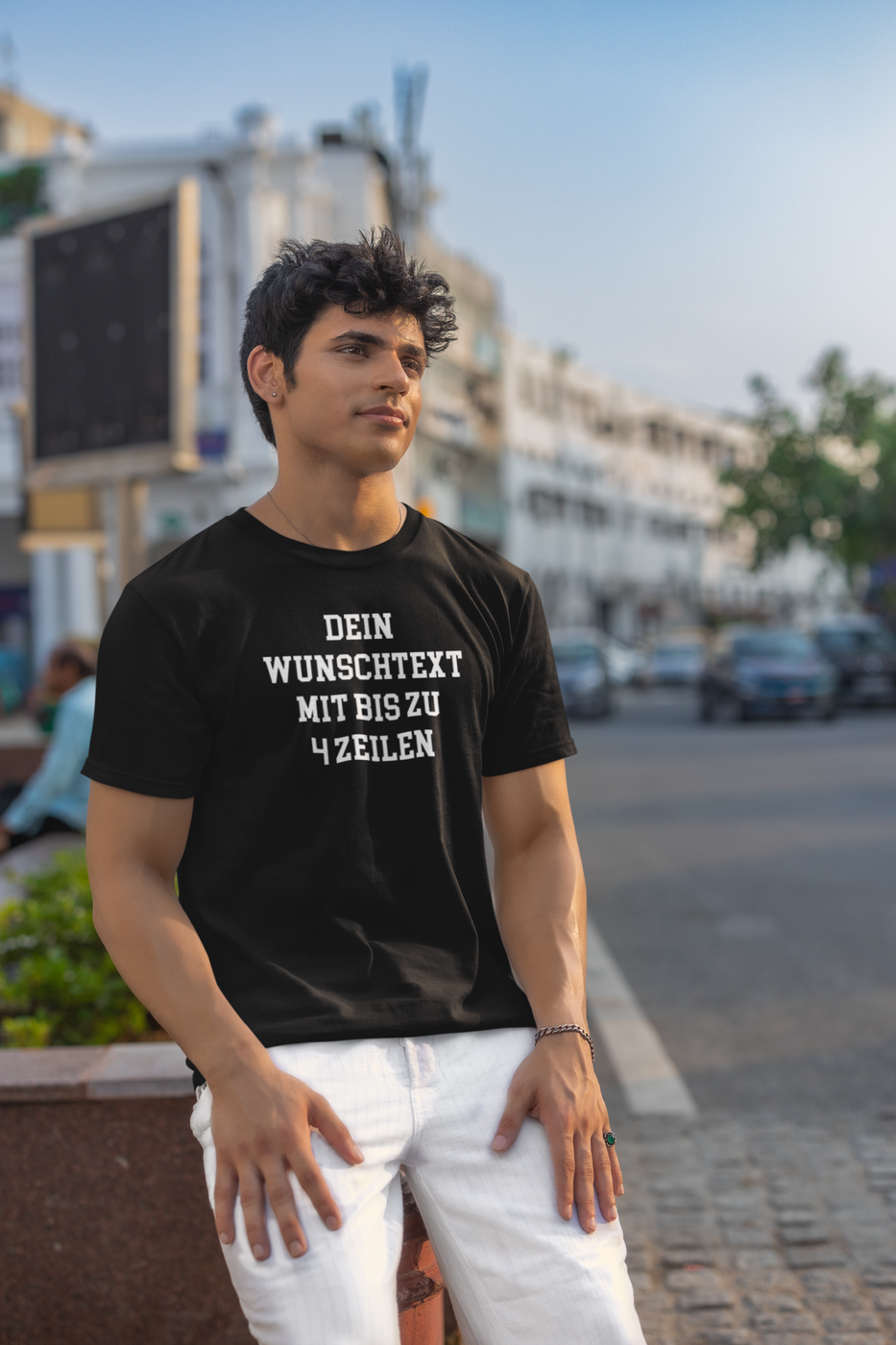 T-Shirt selbst gestalten mit Wunschtext – bis 4 Zeilen Frontprint – personalisiertes Shirt mit Name – Vorderdruck individuell bedrucken – Mannschaftsshirt, Vereinskleidung, Geschenkidee