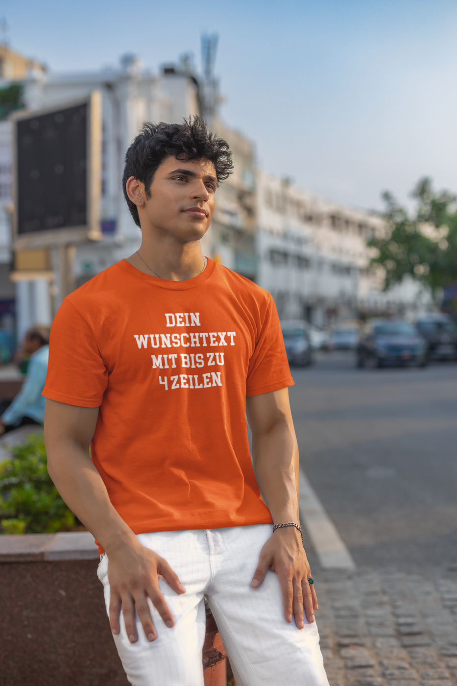 T-Shirt selbst gestalten mit Wunschtext – bis 4 Zeilen Frontprint – personalisiertes Shirt mit Name – Vorderdruck individuell bedrucken – Mannschaftsshirt, Vereinskleidung, Geschenkidee