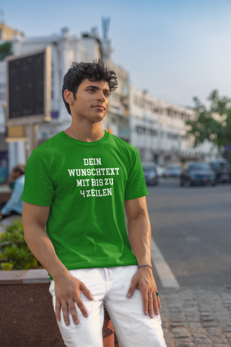 T-Shirt selbst gestalten mit Wunschtext – bis 4 Zeilen Frontprint – personalisiertes Shirt mit Name – Vorderdruck individuell bedrucken – Mannschaftsshirt, Vereinskleidung, Geschenkidee