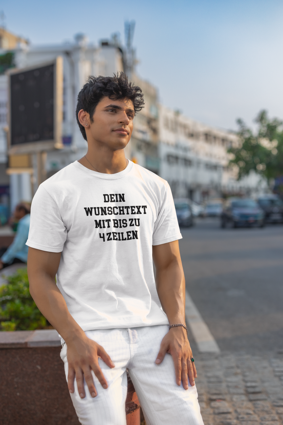 T-Shirt selbst gestalten mit Wunschtext – bis 4 Zeilen Frontprint – personalisiertes Shirt mit Name – Vorderdruck individuell bedrucken – Mannschaftsshirt, Vereinskleidung, Geschenkidee