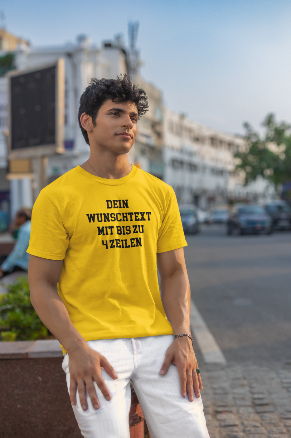T-Shirt selbst gestalten mit Wunschtext – bis 4 Zeilen Frontprint – personalisiertes Shirt mit Name – Vorderdruck individuell bedrucken – Mannschaftsshirt, Vereinskleidung, Geschenkidee