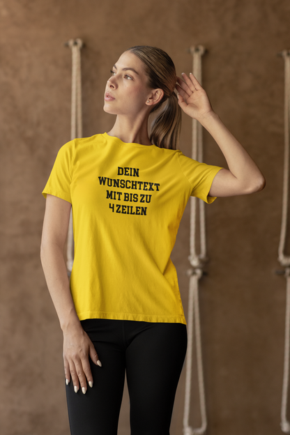 T-Shirt selbst gestalten mit Wunschtext – bis 4 Zeilen Frontprint – personalisiertes Shirt mit Name – Vorderdruck individuell bedrucken – Mannschaftsshirt, Vereinskleidung, Geschenkidee