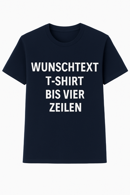 T-Shirt selbst gestalten mit Wunschtext – bis 4 Zeilen Frontprint – personalisiertes Shirt mit Name – Vorderdruck individuell bedrucken – Mannschaftsshirt, Vereinskleidung, Geschenkidee