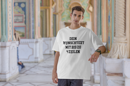 T-Shirt selbst gestalten mit Wunschtext – bis 4 Zeilen Frontprint – personalisiertes Shirt mit Name – Vorderdruck individuell bedrucken – Mannschaftsshirt, Vereinskleidung, Geschenkidee