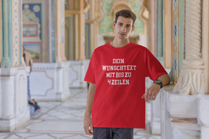 T-Shirt selbst gestalten mit Wunschtext – bis 4 Zeilen Frontprint – personalisiertes Shirt mit Name – Vorderdruck individuell bedrucken – Mannschaftsshirt, Vereinskleidung, Geschenkidee