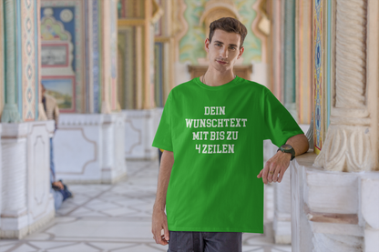 T-Shirt selbst gestalten mit Wunschtext – bis 4 Zeilen Frontprint – personalisiertes Shirt mit Name – Vorderdruck individuell bedrucken – Mannschaftsshirt, Vereinskleidung, Geschenkidee