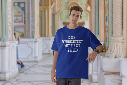 T-Shirt selbst gestalten mit Wunschtext – bis 4 Zeilen Frontprint – personalisiertes Shirt mit Name – Vorderdruck individuell bedrucken – Mannschaftsshirt, Vereinskleidung, Geschenkidee