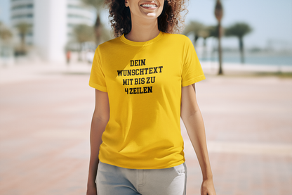 T-Shirt selbst gestalten mit Wunschtext – bis 4 Zeilen Frontprint – personalisiertes Shirt mit Name – Vorderdruck individuell bedrucken – Mannschaftsshirt, Vereinskleidung, Geschenkidee