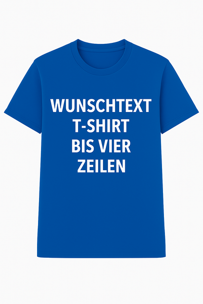 T-Shirt selbst gestalten mit Wunschtext – bis 4 Zeilen Frontprint – personalisiertes Shirt mit Name – Vorderdruck individuell bedrucken – Mannschaftsshirt, Vereinskleidung, Geschenkidee